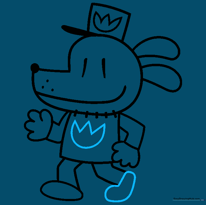 Adding the final shirt logo and completing the foot outlines.