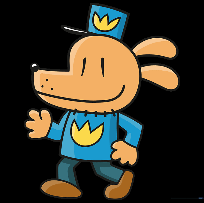 The finished, colored drawing of Dog Man.