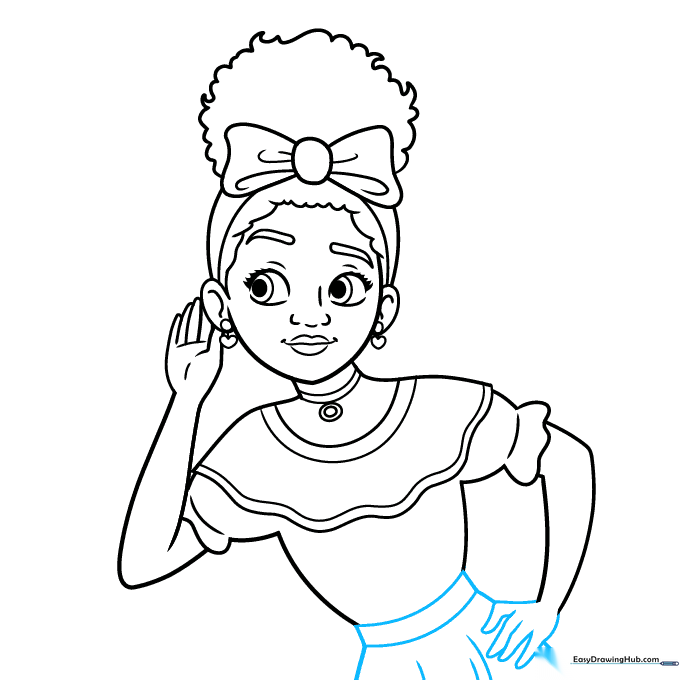 Adding the skirt structure and pleat details.