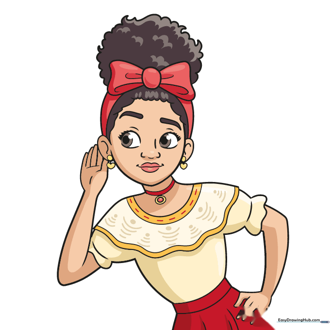 Final colored drawing of Dolores from Encanto.