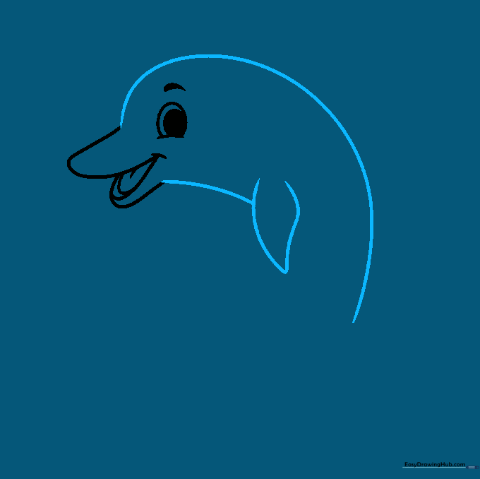 Outline of a dolphin body shape with one side fin