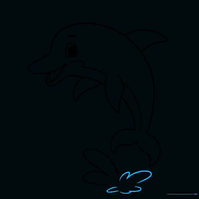 Detailed water splash drawing around the dolphin