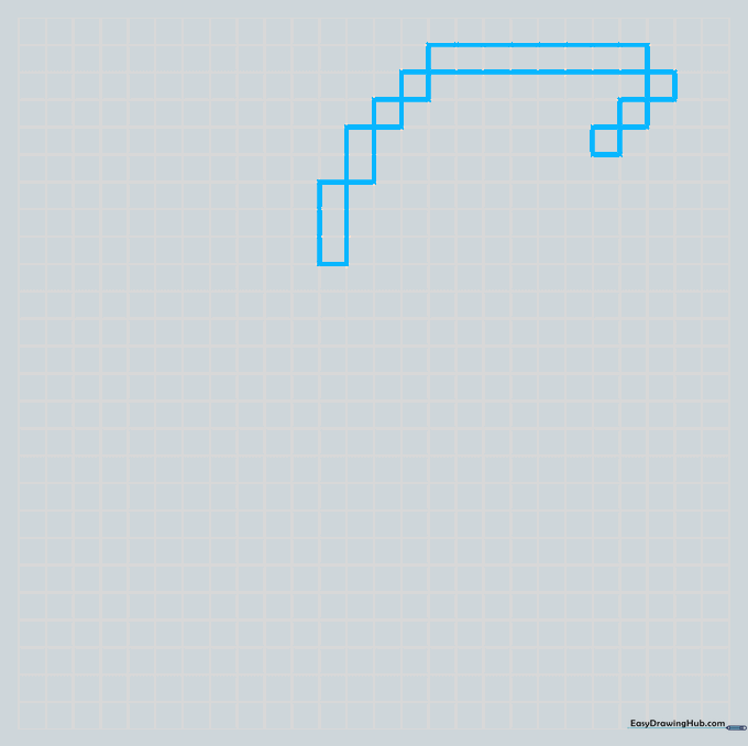 Grid paper showing the initial top outline of Donkey Kong's head using black squares.