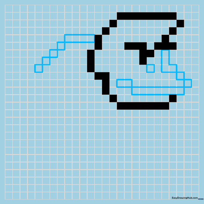 Detailed view of Donkey Kong's nose and mouth being drawn on a grid.
