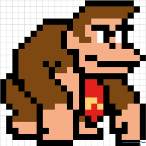 A vibrant, finished Donkey Kong pixel art character on a white background.