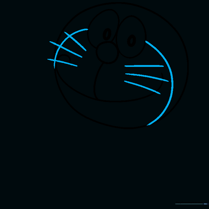 Doraemon's face with three whiskers added to each cheek.