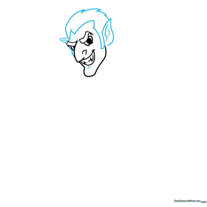 Adding ears and the characteristic widow's peak hairline to the Dracula drawing.