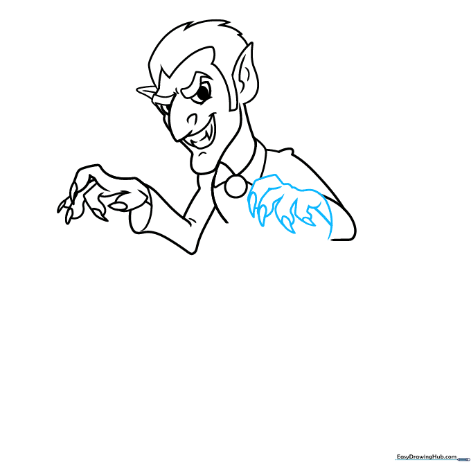 Adding the second hand to the Dracula sketch to complete the arm posture.