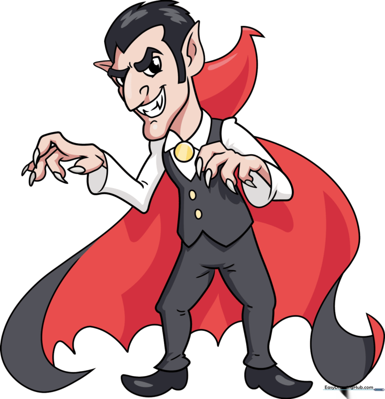 A friendly cartoon Dracula character, fully colored and ready for Halloween.