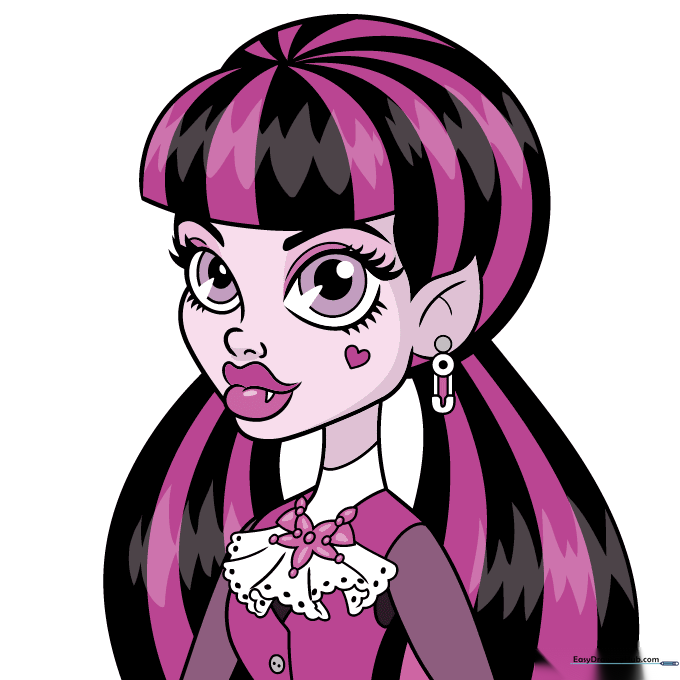 Final colored version of Draculaura with purple and lavender tones.