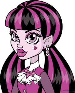 Finished drawing of Draculaura from Monster High, fully colored.