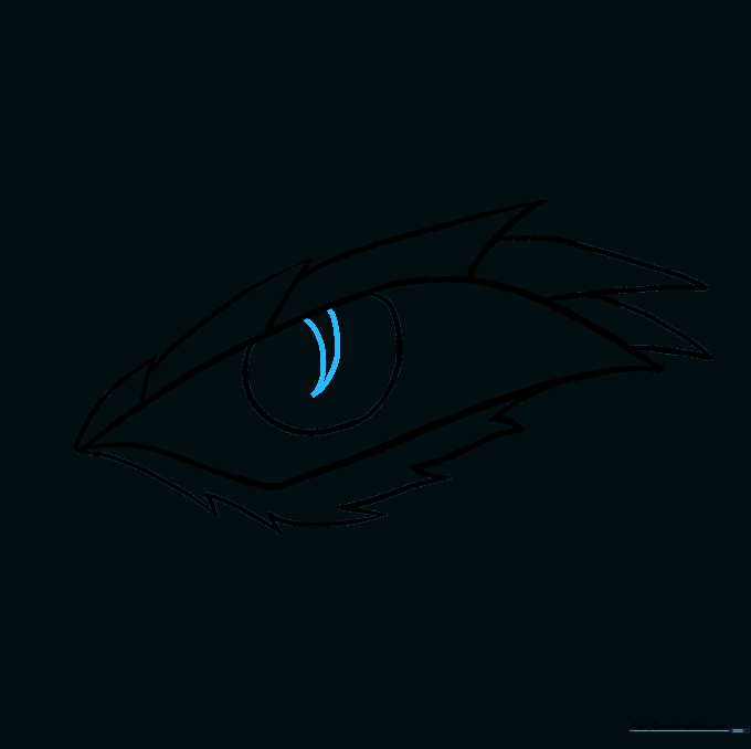 A vertical, slit-style pupil refined within the eye.