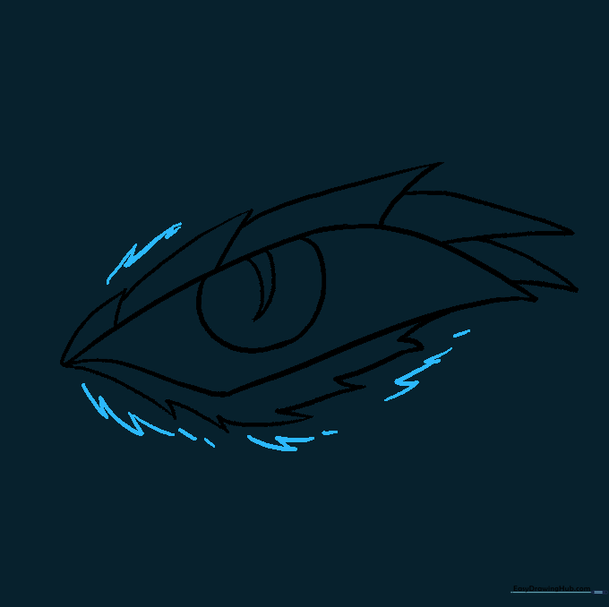 Small, jagged lines added around the eye for skin texture.