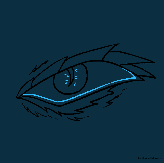 Final details including the waterline and pupil striations.