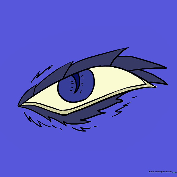 A fully colored and shaded dragon eye drawing.