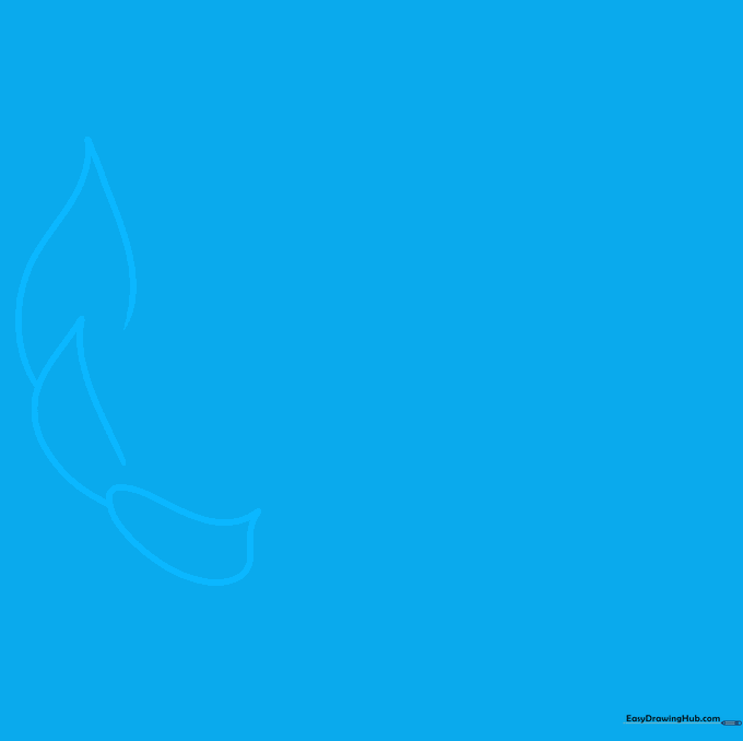 A single, flame-shaped dragon fruit scale drawn with a simple pencil outline.