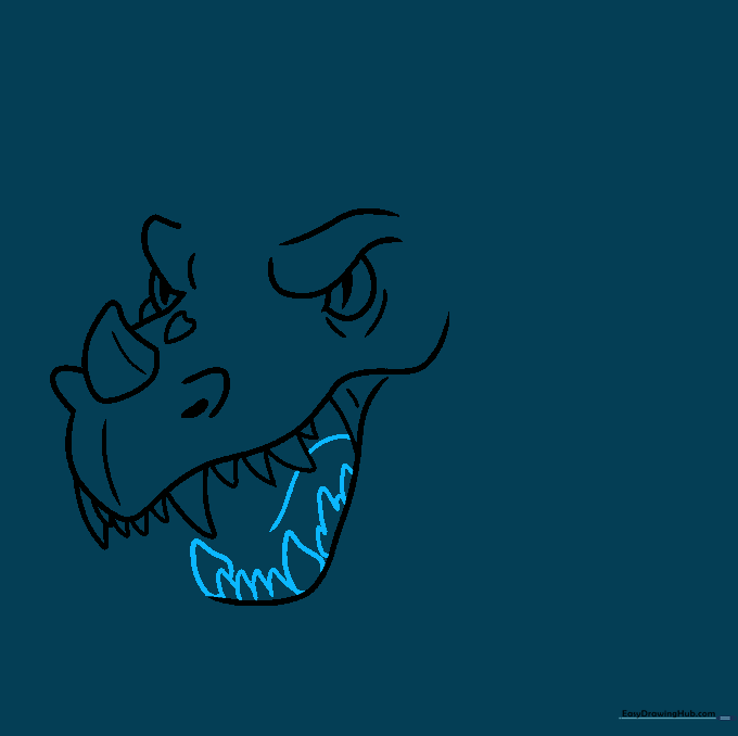 Detailing the dragon's open mouth with a tongue and lower jaw teeth.