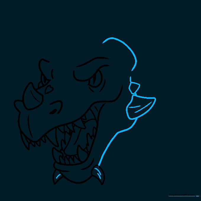 Adding decorative spikes to the side of the dragon's head.