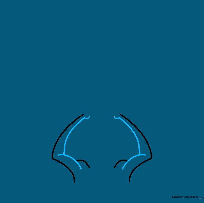 Drawing showing scalloped, curved lines added to the wing edges to create a membrane effect.