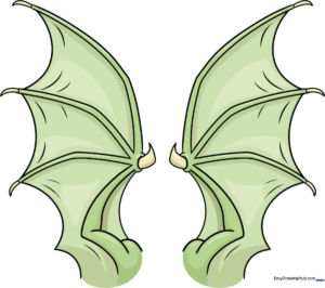 A colorful, finished illustration of powerful dragon wings, ready for inspiration.