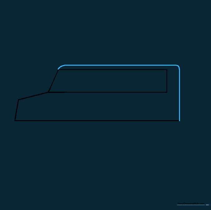 Completing the main outer shell of the school bus with rounded corners.