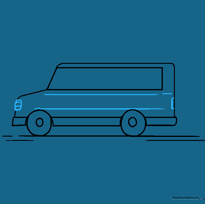 Adding headlights and tail lights to the bus design.
