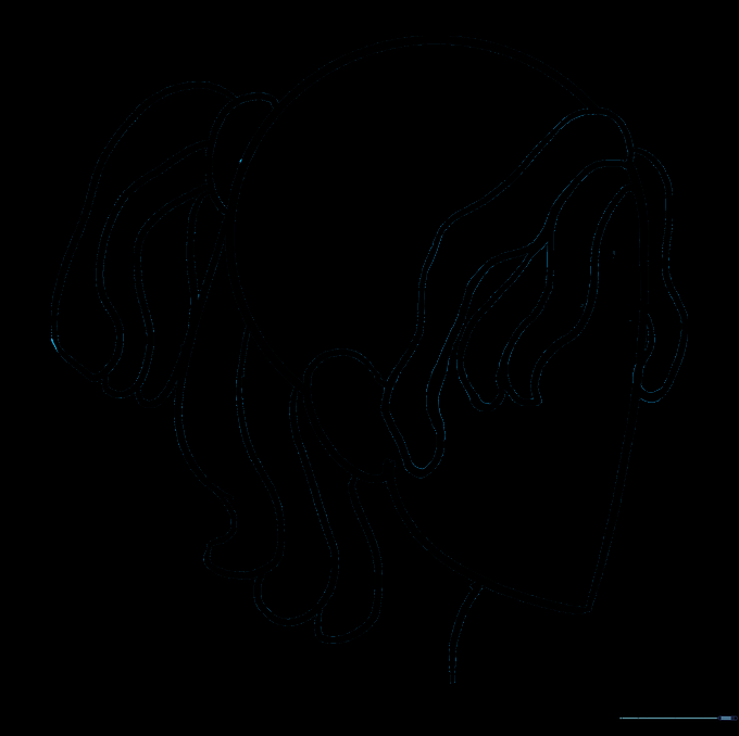 The completed outline of the character with all guide lines removed.