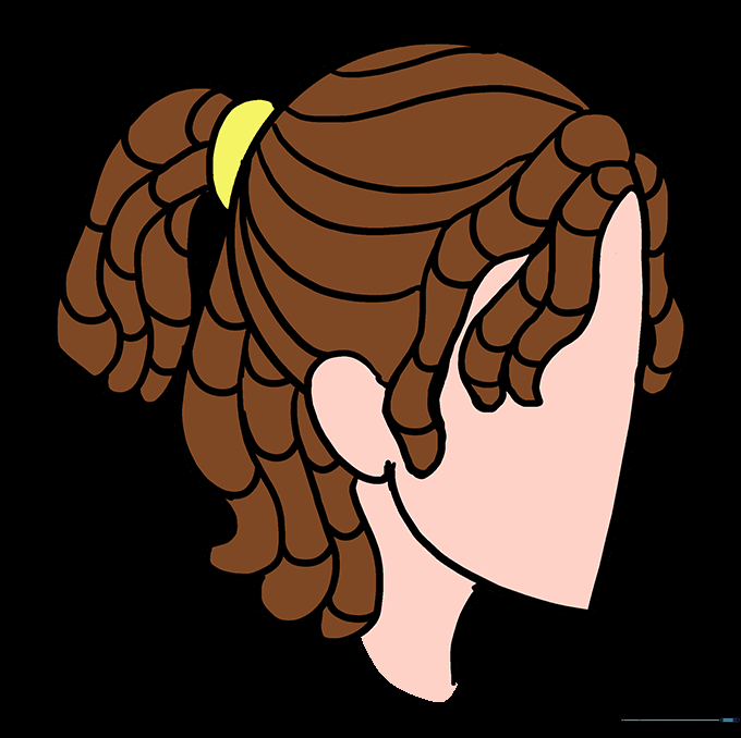 The final colored drawing of a character with dreadlocks.