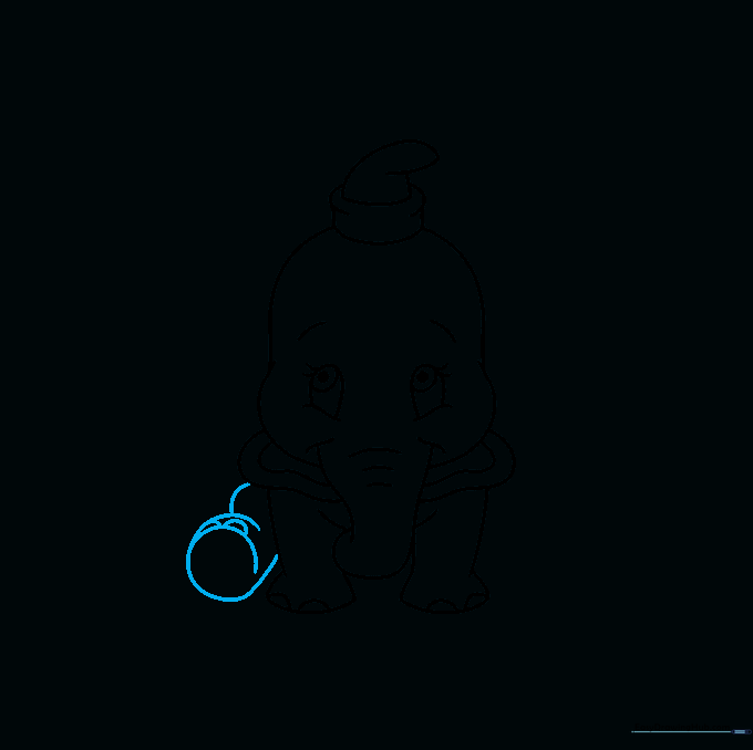 Adding the bent rear leg to show Dumbo in a seated position.