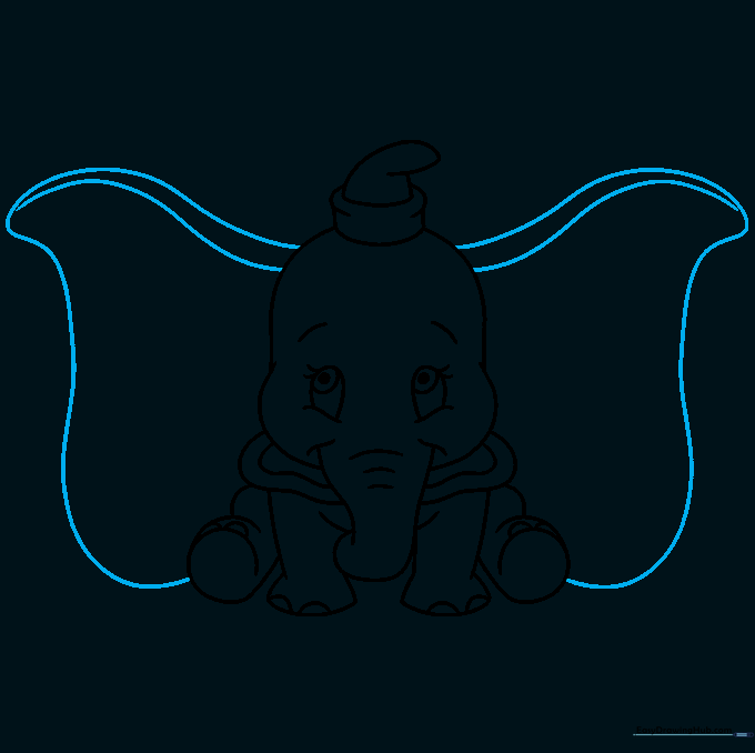 Adding the large, signature elephant ears to the sides of the head.