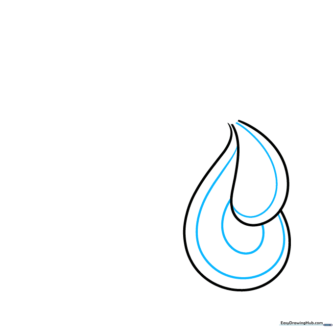 Adding curved parallel lines inside the teardrop shapes to suggest volume and depth.