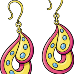 A colorful, finished illustration of elegant dangling earrings, perfect for jewelry design inspiration.