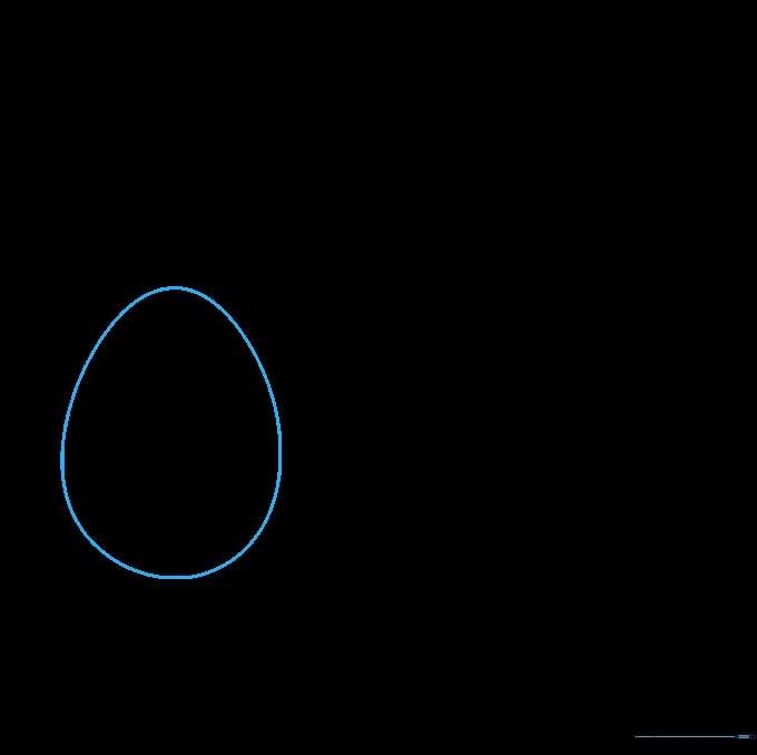 A single light pencil sketch of a vertical oval shape representing the first Easter egg.