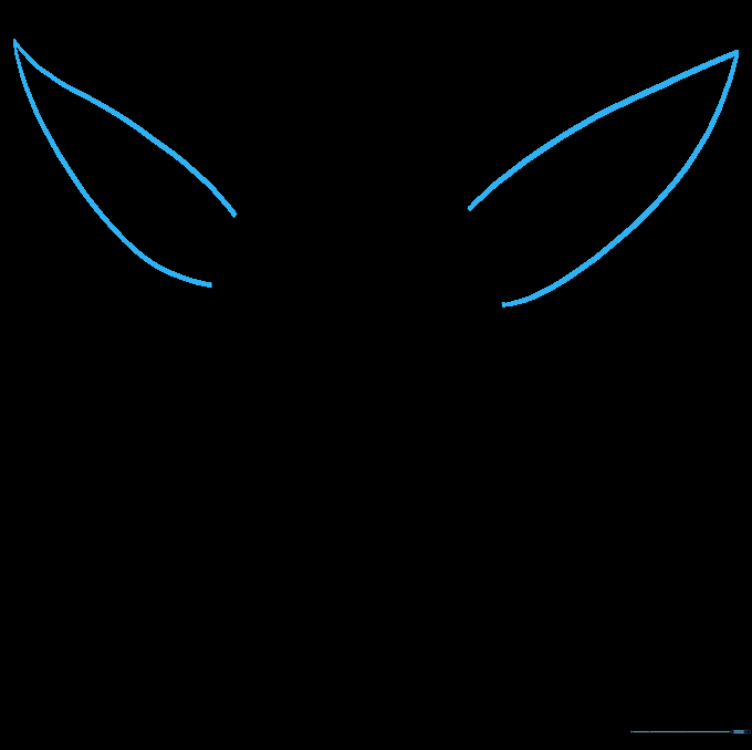 Drawing two large, pointed ears on top of the head.