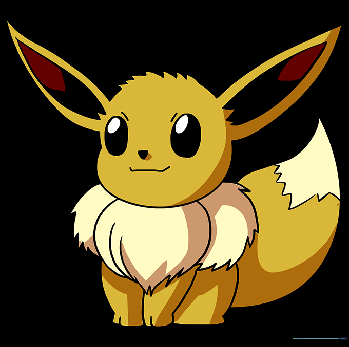 The finished Eevee drawing colored in brown and tan.