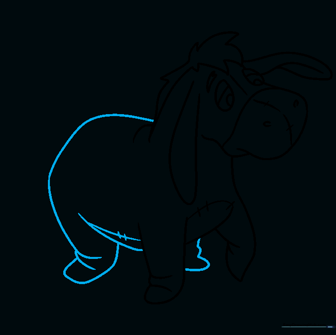 Outline of Eeyore's back, rump, and belly showing his full body shape.