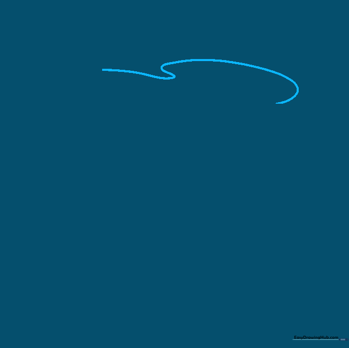Pencil sketch of the initial wavy outline for the egg white on a white background.