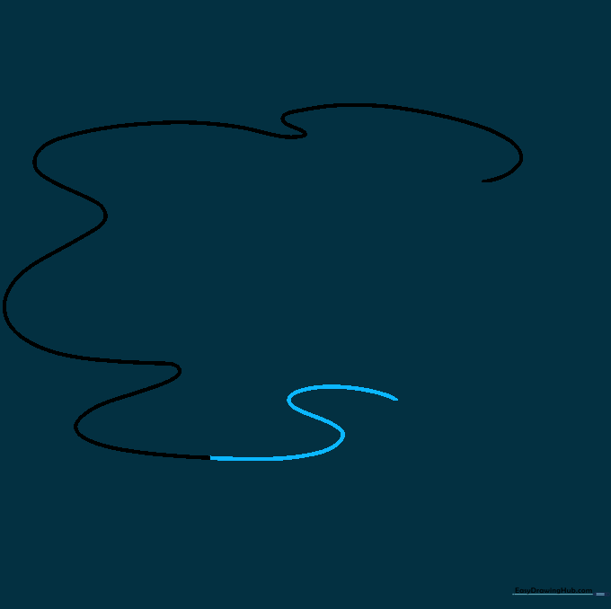 Drawing an S-shaped curve to define the edge of the egg white.