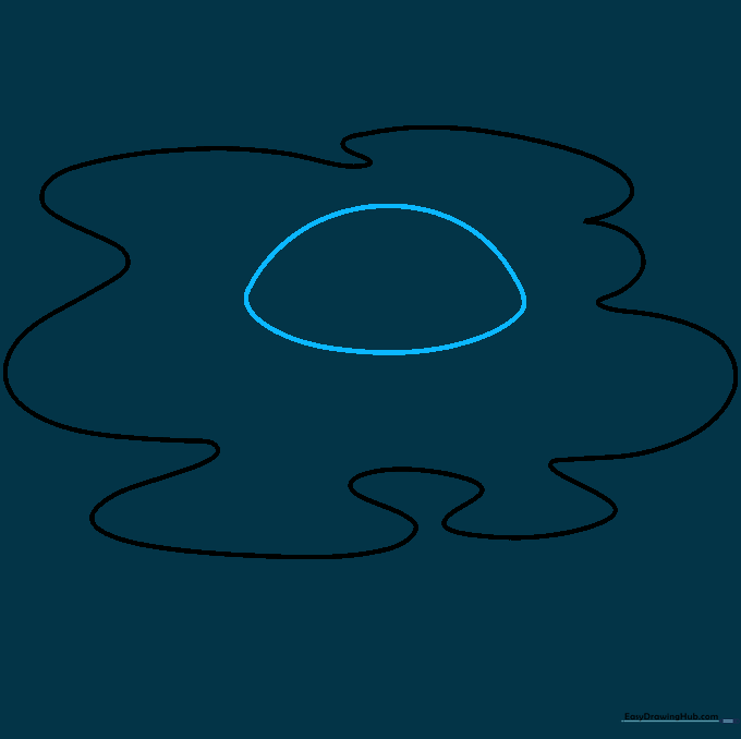 Drawing a semi-circular egg yolk in the center of the egg white.