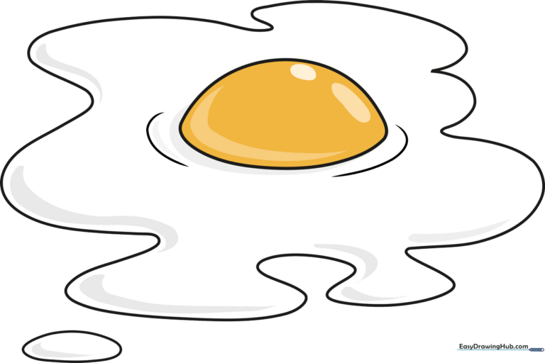 A vibrant, finished illustration of a sunny-side up egg, serving as the featured tutorial image.
