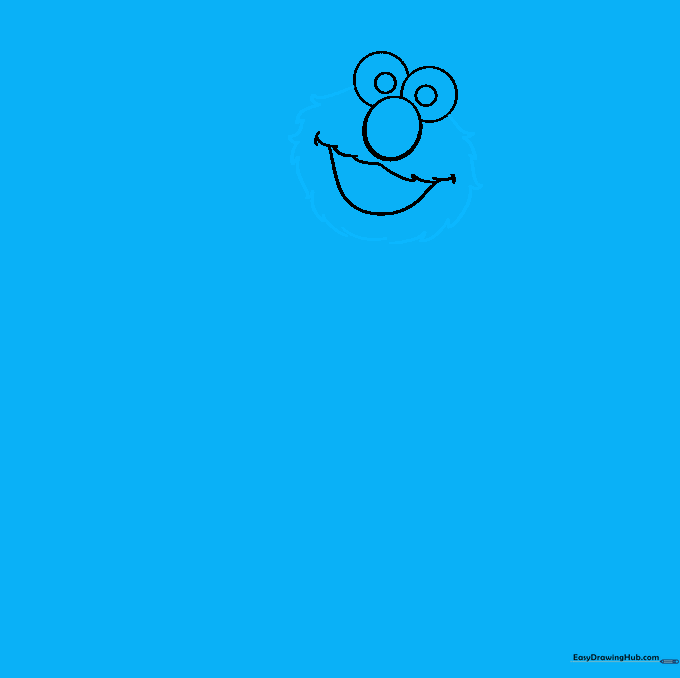 Elmo's head shape defined by jagged, furry-looking lines.