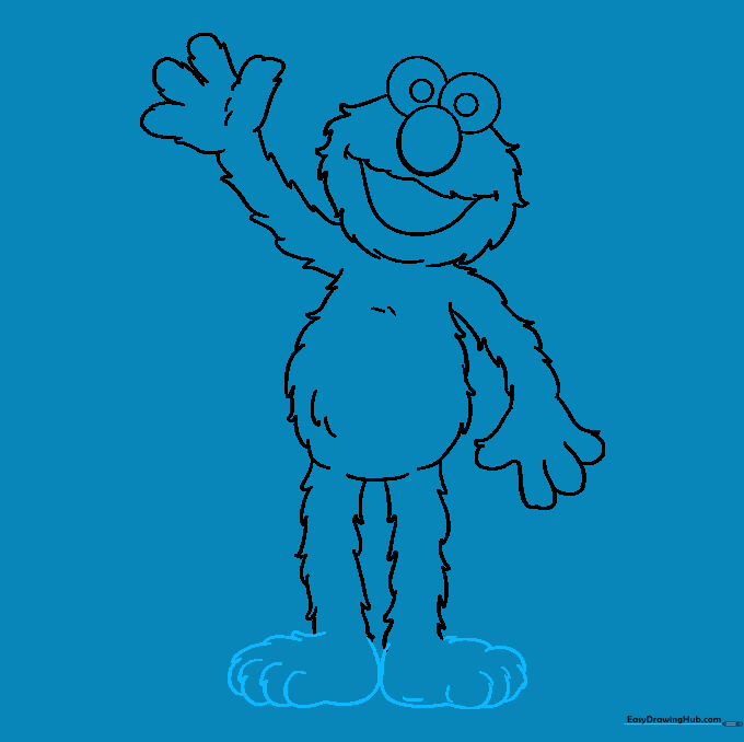 Elmo's feet added to the bottom of the leg outlines.