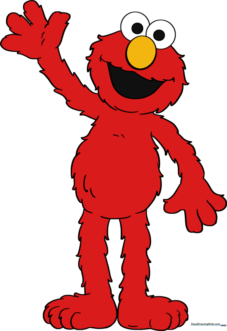 A colorful, finished illustration of Elmo from Sesame Street.