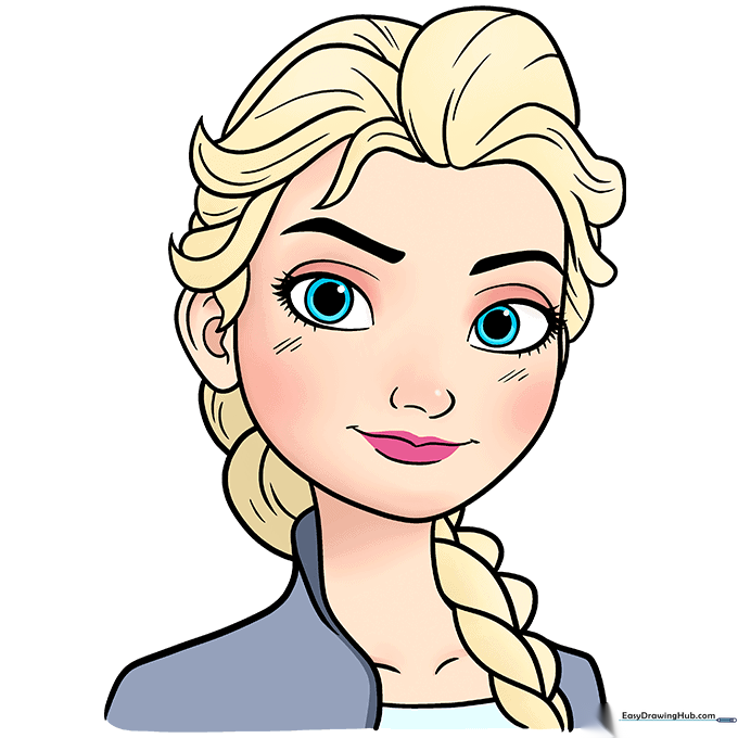 Full color illustration of Elsa from Frozen.