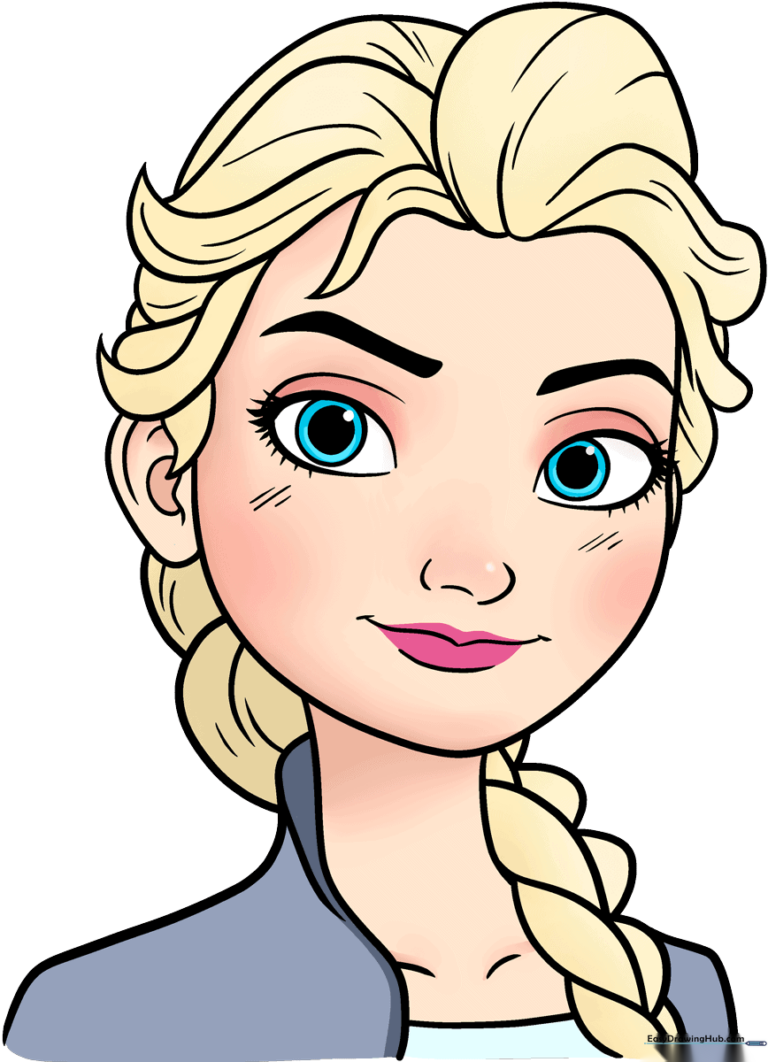 Colorful, finished drawing of Elsa from Frozen, perfect for kids to emulate.