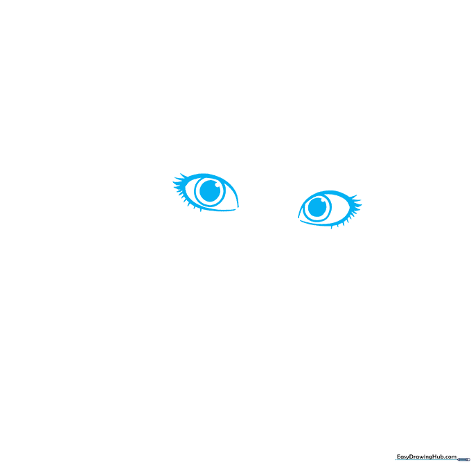 Close-up pencil sketch of Elsa's eyes with detailed pupils and eyelashes.