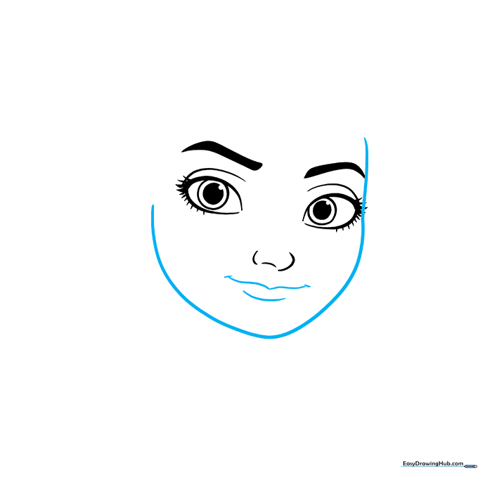 Outline of Elsa's face shape and mouth expression.