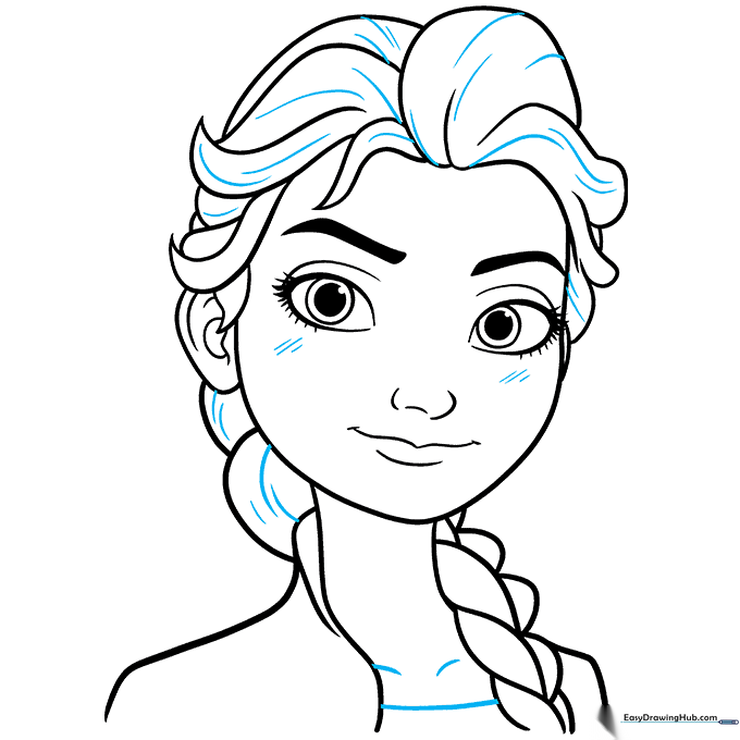 Adding final hair texture and facial contouring details.
