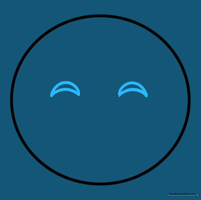 Two curved, crescent-shaped lines drawn inside the circle to represent closed, smiling eyes.