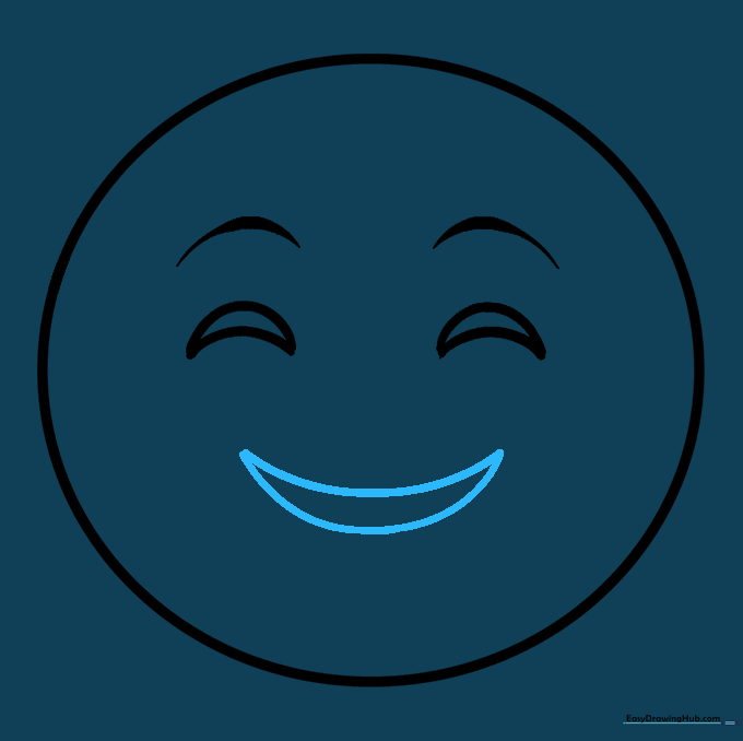 A large, wide, crescent-shaped mouth drawn at the bottom of the circle to show a happy expression.